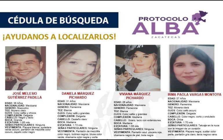 Cualquier información al respecto comunicarse a los teléfonos (492) 92 2 05 89 59 de las oficinas de la Dirección General de Policía Investigación del Estado, las 24 horas. ESPECIAL