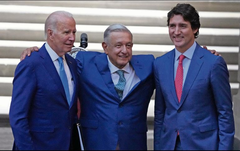 Biden, López Obrador y Trudeau concluyeron ayer el encuentro en la Ciudad de México, conocido como la “cumbre de tres amigos”. AP