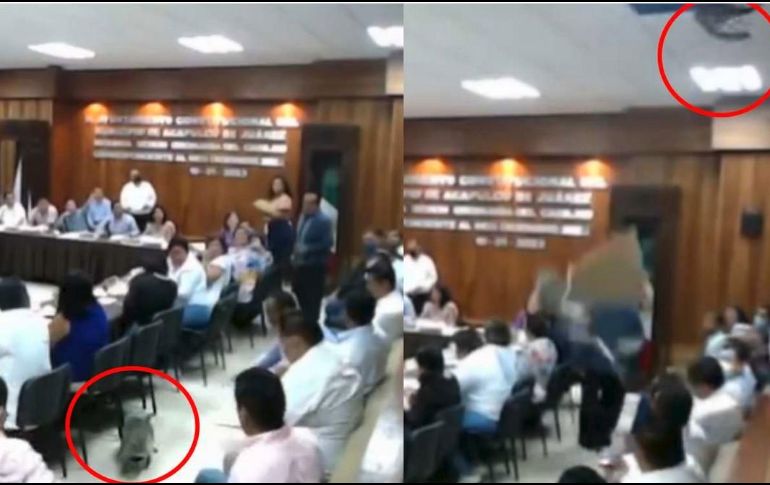 El incidente provoca risas y gritos entre los asistentes. ESPECIAL/CAPTURA DE VIDEO