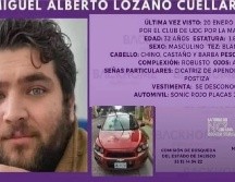 Familiares de Lozano Cuellar exigen su aparición con vida, luego de que Miguel saliera a realizar un trabajo de su empresa dedicada a la colocación de cámaras y artículos electrónicos y no regresara a su hogar. ESPECIAL