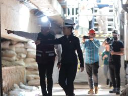 Claudia Sheinbaum realizó un recorrido de supervisión en la zona de la obra de recuperación en la Terminal 2 del ACIM. ESPECIAL