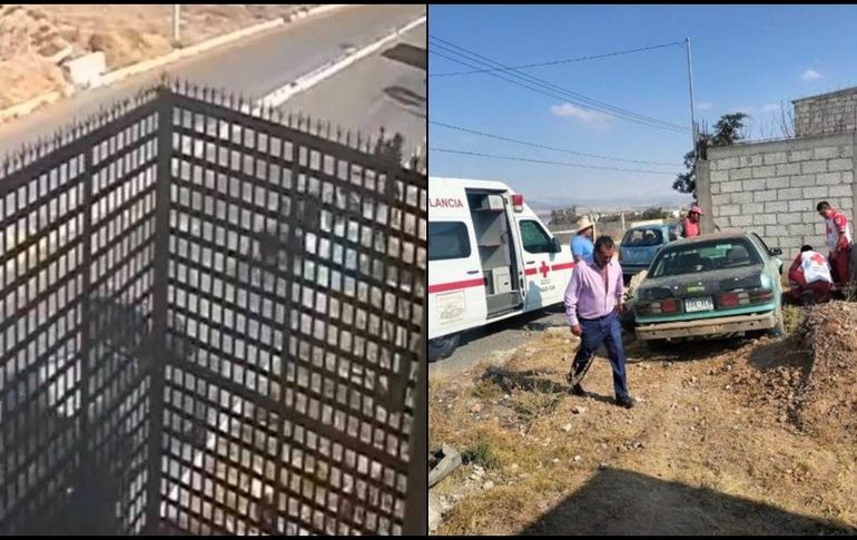Un auto Chrysler Shadow color verde a toda velocidad chocó contra una camioneta y arrolló a la familia. ESPECIAL/CAPTURA DE VIDEO
