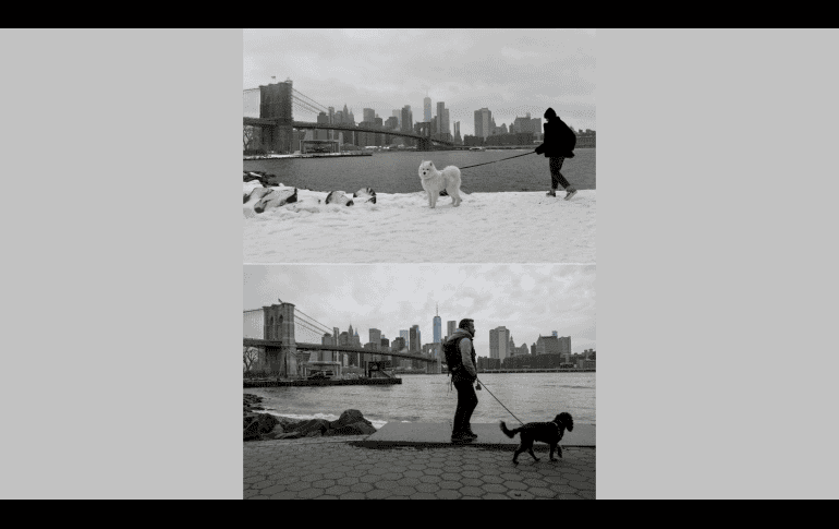 Las imágenes comparativas de distintos puntos de Nueva York muestran cómo la ola de calor afecta al estado. AFP