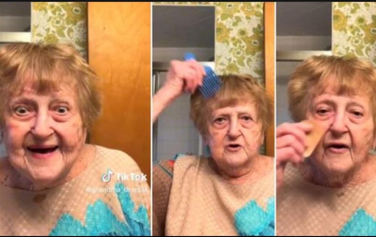 En el video se ve a la mujer peinándose y pintando sus labios en medio de la emoción. ESPECIAL/CAPTURA DE VIDEO