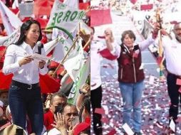 Las precandidatas del PRI y de Morena, Delfina Gómez y Alejandra del Moral, respectivamente. ESPECIAL