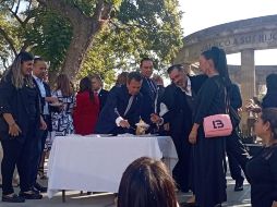 Esta mañana, en la Rotonda de los Jaliscienses Ilustres, el presidente municipal Pablo Lemus, encabeza las actividades por el aniversario de la fundación de la capital de Jalisco. EL INFORMADOR / I. Martínez