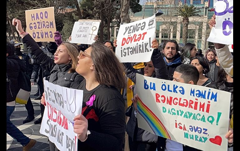 Principales ciudades de la Unión Europea reclaman el cese de la violencia machista. EFE/F. Gajramanov