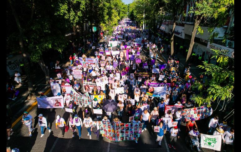Este miércoles 8 de marzo de 2023, Día Internacional de la Mujer, movimientos feministas de la Zona Metropolitana de Guadalajara han salido a las calles por la lucha de las mujeres y la igualdad frente a los hombres. EL INFORMADOR / A. Navarro