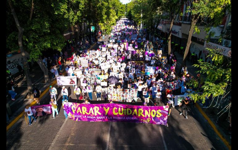 Este miércoles 8 de marzo de 2023, Día Internacional de la Mujer, movimientos feministas de la Zona Metropolitana de Guadalajara han salido a las calles por la lucha de las mujeres y la igualdad frente a los hombres. EL INFORMADOR / A. Navarro