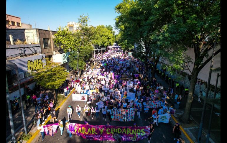 Este miércoles 8 de marzo de 2023, Día Internacional de la Mujer, movimientos feministas de la Zona Metropolitana de Guadalajara han salido a las calles por la lucha de las mujeres y la igualdad frente a los hombres. EL INFORMADOR / A. Navarro