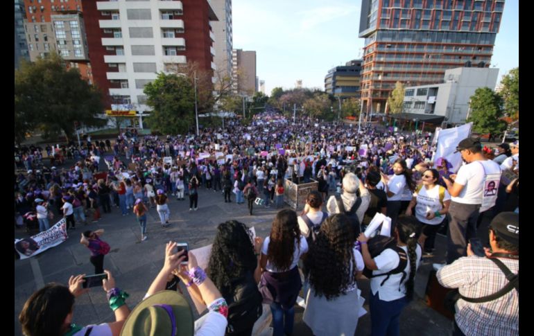 Más de 70 mil mujeres acudieron a las marchas en Guadalajara. EL INFORMADOR/ CARLOS ZEPEDA