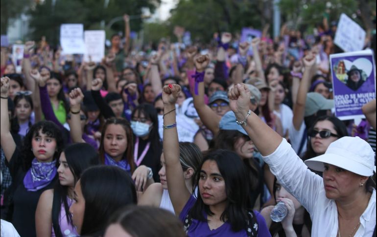 Más de 70 mil mujeres acudieron a las marchas en Guadalajara. EL INFORMADOR/ CARLOS ZEPEDA
