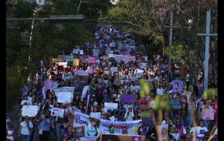 Más de 70 mil mujeres acudieron a las marchas en Guadalajara. EL INFORMADOR/ CARLOS ZEPEDA