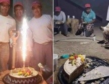 Partieron el pastel con una 'cuchara' de albañil. ESPECIAL