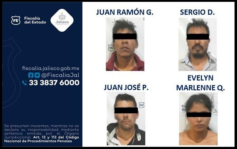 A los detenidos se les aseguró un vehículo marca Ford tipo Expedition, modelo 98 en color tinto, así como un arma de fuego sub-metralladora calibre 22. ESPECIAL/Fiscalía de Jalisco