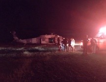 En un helicóptero fue trasladado el elemento de la Guardia Nacional que resultó herido en el enfrentamiento. ESPECIAL