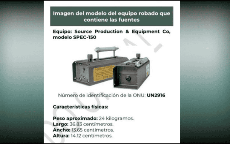 Uno de los artefactos tiene la fuente con mayor actividad, que es la Categoría 2 (de acuerdo con el Organismo Internacional de Energía Atómica). ESPECIAL / CNPC