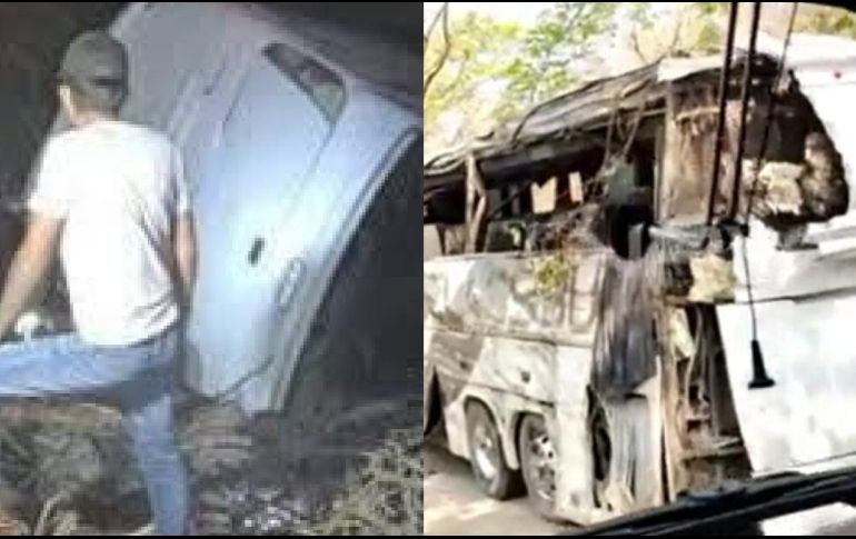 El camión de pasajeros quedó destrozado tras desbarrancarse. ESPECIAL