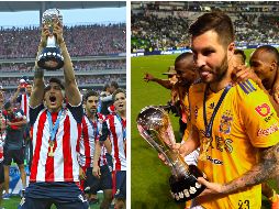 Alan Pulido (Chivas) y André-Pierre Gignac (Tigres) festejando sus títulos de Liga. IMAGO 7