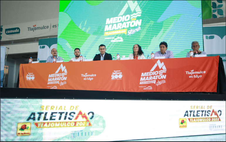 Autoridades dan a conocer información del Medio Maratón Tlajomulco 2023. EL INFORMADOR/ ERNESTO GÓMEZ