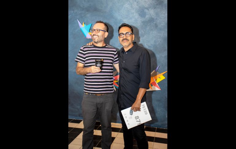 Luis Aguilar y Omar Guerra en la inauguración de la exposición “Infinidad Inteligente”. GENTE BIEN JALISCO/ Christian Pérez
