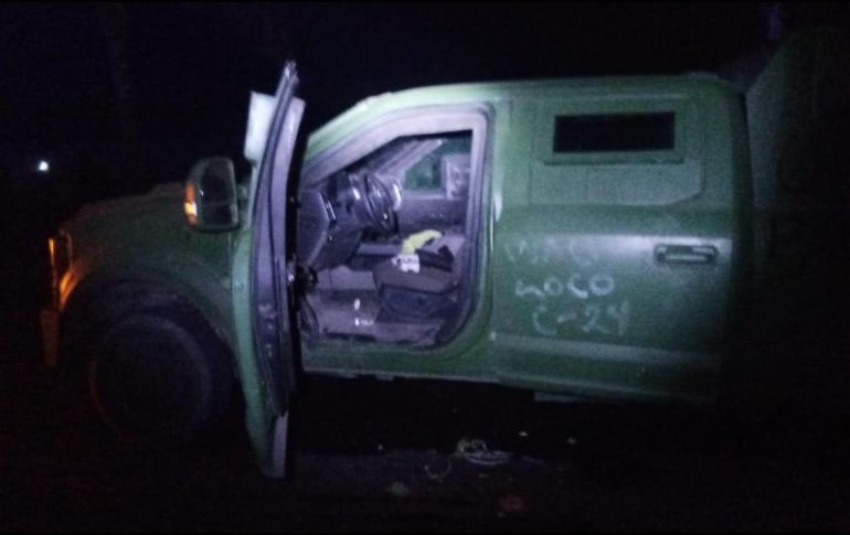 Del enfrentamiento en Teocaltiche, la Secretaría de Seguridad del Estado informa que aseguraron dos vehículos blindados de manera artesanal pertenecientes a un grupo de la delincuencia organizada. ESPECIAL