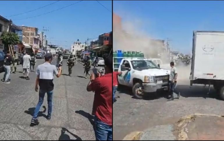 Otras imágenes dan cuenta de la confrontación y de los disparos del personal militar. SUN