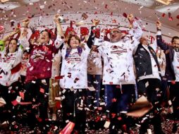 Delfina Gómez,  candidata de la alianza Juntos Hacemos Historia. celebra la ventaja en conteo rápido. ESPECIAL