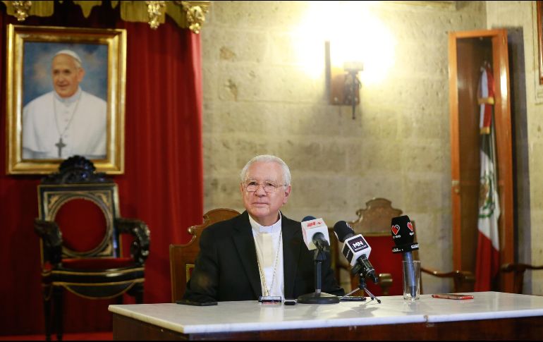 El cardenal Francisco Robles Ortega señaló que el Gobierno federal debe apoyar con la seguridad en esos puntos peligrosos. EL INFORMADOR/ C. Zepeda