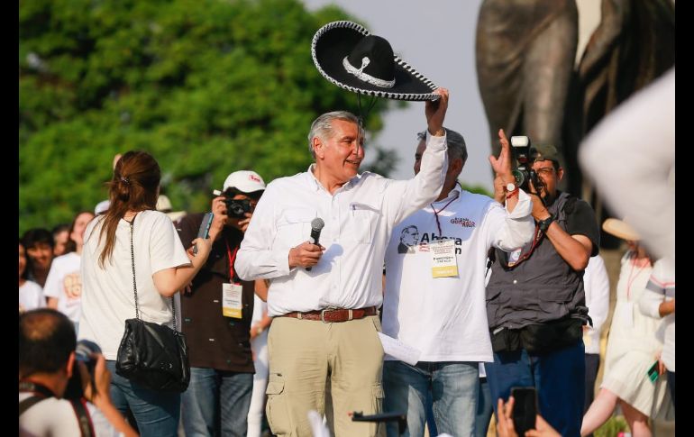Adán Augusto López llevó a cabo una asamblea en la Plaza de la República. EL INFORMADOR/ C. Zepeda