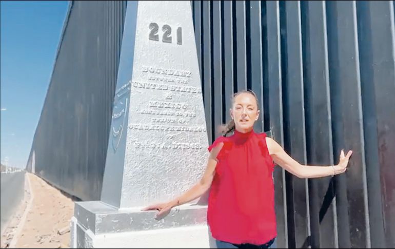 Claudia Sheinbaum estuvo ayer en Mexicali y desde el muro fronterizo compartió un video en el que insistió: “que prevalezca la amistad y la cooperación para el desarrollo y no la sumisión ni la discriminación”. ESPECIAL/ @ClaudiaShein