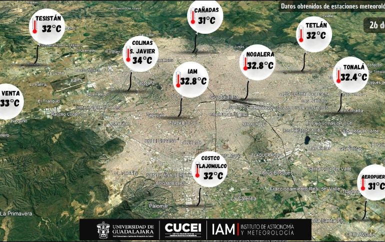 Este lunes se registró la temperatura más baja de todo el mes en la estación Arcos Vallarta de Guadalajara. ESEPCIAL