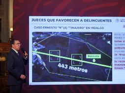 Este martes 27 de junio de 2023, durante la conferencia mañanera desde Palacio Nacional, el subsecretario de Seguridad, Luis Rodríguez Bucio. SUN / H. Salvador