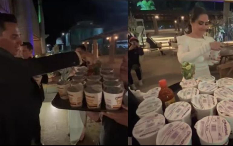 Los novios también disfrutaron de su sopa Maruchan. ESPECIAL