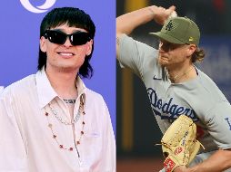 Peso Pluma y Shelby Miller. Fans de ambos han comparado al cantante con el lanzador debido a su parecido físico. ESPECIAL / AFP
