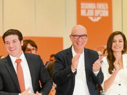 Samuel García, Dante Delgado y Verónica Delgadillo del partido político de Movimiento Ciudadano. ESPECIAL