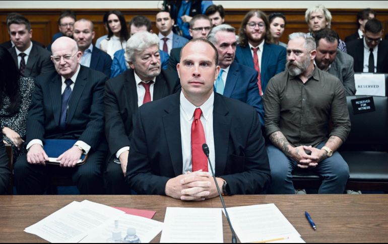 David Grusch testificó durante una audiencia del Subcomité de Seguridad Nacional, la Frontera y Asuntos Exteriores de la Cámara de Representantes. AFP