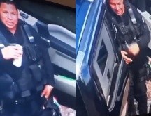 Según los hechos una cámara de vigilancia captó a  los oficiales en sus patrullas, con varias bebidas alcohólicas afuera del bar “El Corral“. ESPECIAL