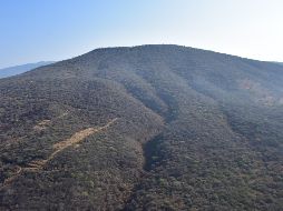 Imagen aérea del cerro de El Tinaco, ubicado en el municipio de Tlajomulco. ESPECIAL