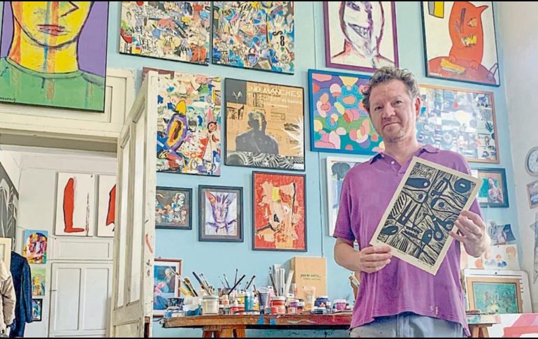 El artista Daniel Neufeld, posa desde su estudio en Guadalajara. CORTESÍA/ Karen Mora