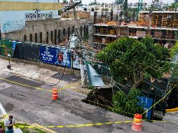Riesgo. La lluvia ocasionó que el socavón de avenida Ámbar, que se formó el 12 de agosto, se abriera otra vez. El deslave de tres metros de profundidad engulló un árbol y dañó un poste. EL INFORMADOR/A. Navarro