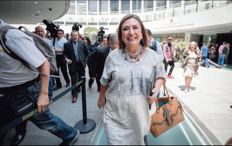 La senadora panista  Xóchitl Gálvez durante su llegada al Senado de la República. EL UNIVERSAL