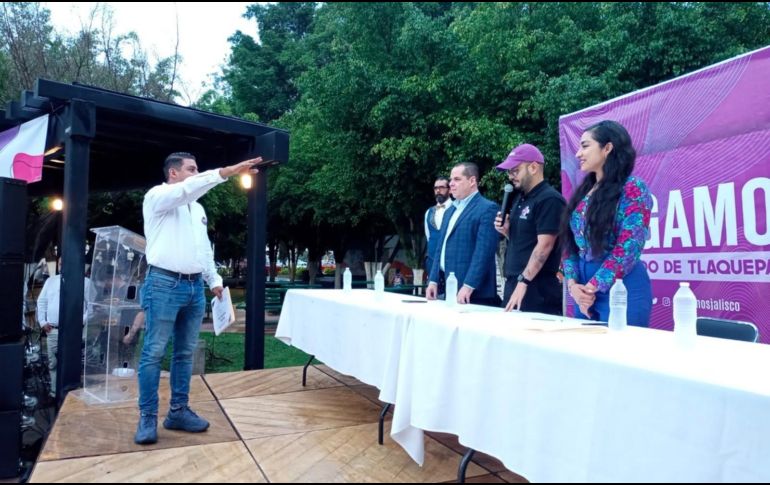 En su discurso, Leonardo Gómez Castro, presidente del Comité Municipal de Tlaquepaque, reafirmó que, a pesar de la corta pero intensa trayectoria del partido, han trabajado arduamente para desarrollar una ideología atractiva para la sociedad de Jalisco. CORTESÍA