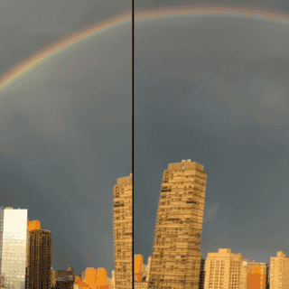 Arcoíris ilumina el cielo de Nueva York durante el aniversario del 9/11