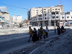 Palestinos son desplazados nuevamente hacia la zona sur de la franja de Gaza. Xinhua.