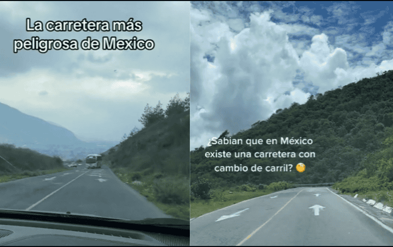 En México existen distintas carreteras, pero este tramo provoca mucha curiosidad debido a sus inusuales cambios de carril. ESPECIAL/ capturas de pantalla de videos.