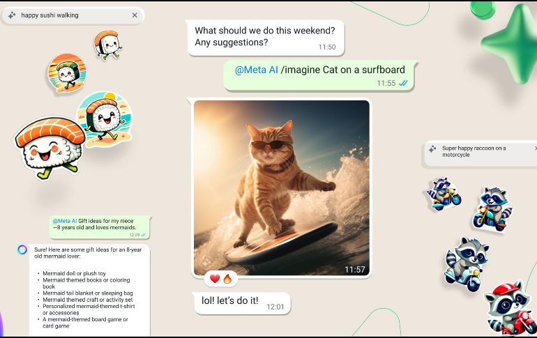Entre sus nuevas funciones está Meta IA, con solo un mensaje podrás consultar lo que sea de tu interés. ESPECIAL/Blog de WhatsApp