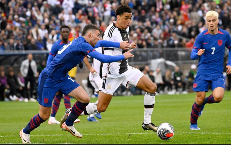 Jamal Musiala puso cifra definitiva a la victoria del equipo alemán al marcar el 1-3 frente a los estadounidenses. AP/J. Hill