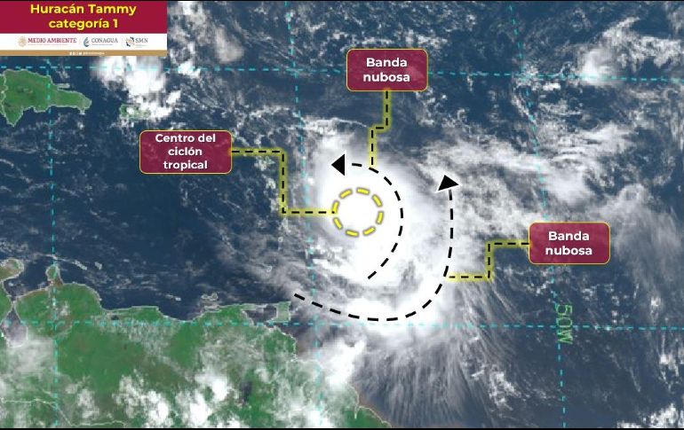Tammy se encuentra a 3 mil 90 km al este de Quintana Roo. ESPECIAL/SMN
