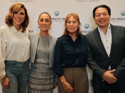 Sheinbaum acompañada por Marina del Pilar, gobernadora de Baja California, y Tatiana Clouthier. ESPECIAL/X @Claudiashein